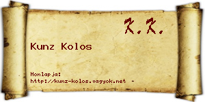 Kunz Kolos névjegykártya